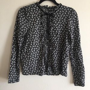 Zara black paisley long sleeve blouse